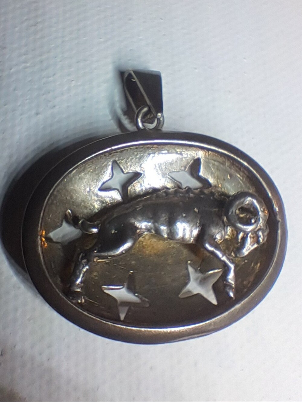 Vintage Beau Sterling Silver Aries Zodiac Pendant Charm Mid-Century Ram
